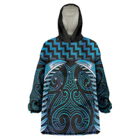 Blue Matariki New Zealand Wearable Blanket Hoodie Maori Poutama Galaxy Vibes