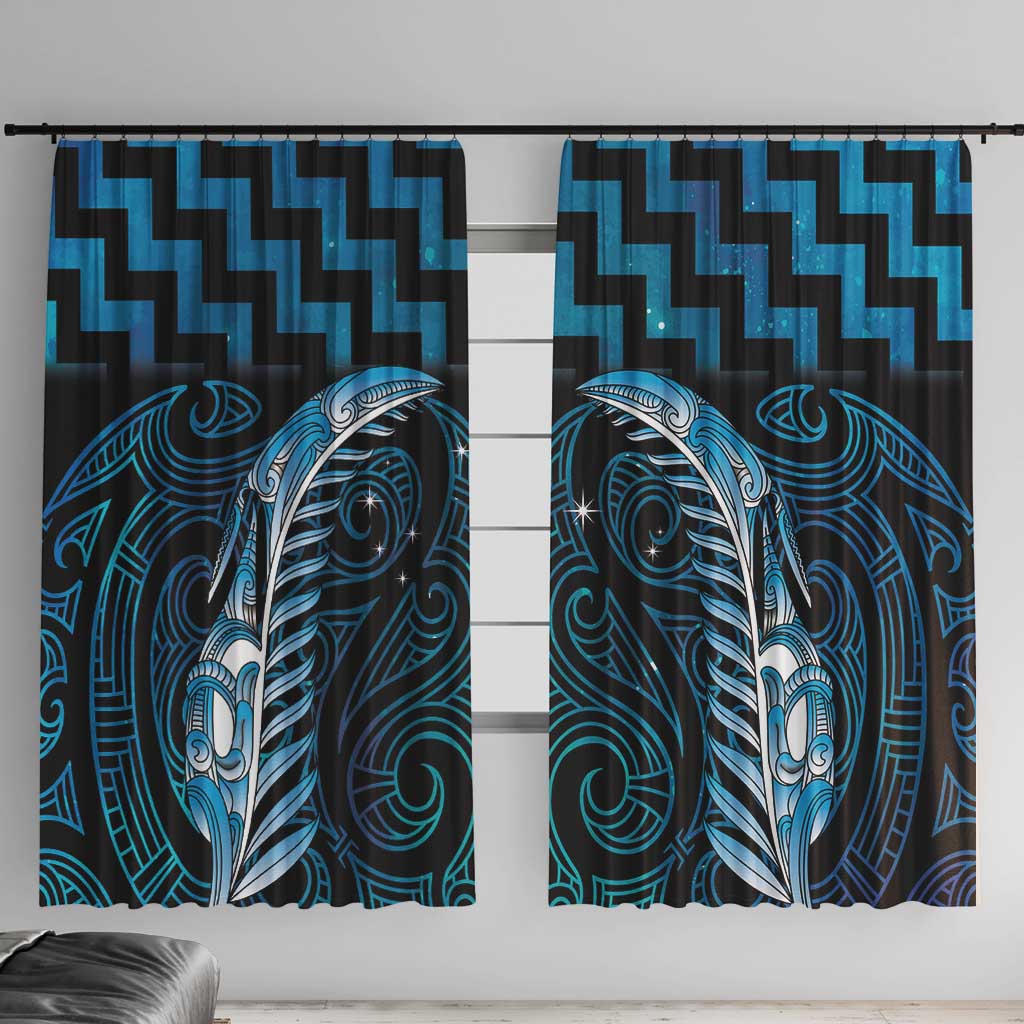 Blue Matariki New Zealand Window Curtain Maori Poutama Galaxy Vibes
