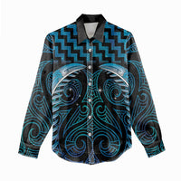 Blue Matariki New Zealand Women Casual Shirt Maori Poutama Galaxy Vibes