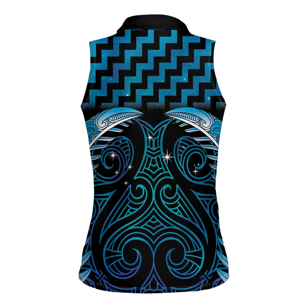 Blue Matariki New Zealand Women Sleeveless Polo Shirt Maori Poutama Galaxy Vibes