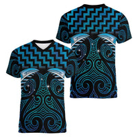 Blue Matariki New Zealand Women V-Neck T-Shirt Maori Poutama Galaxy Vibes