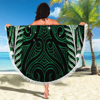 Green Matariki New Zealand Beach Blanket Maori Poutama Galaxy Vibes