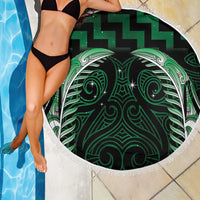Green Matariki New Zealand Beach Blanket Maori Poutama Galaxy Vibes