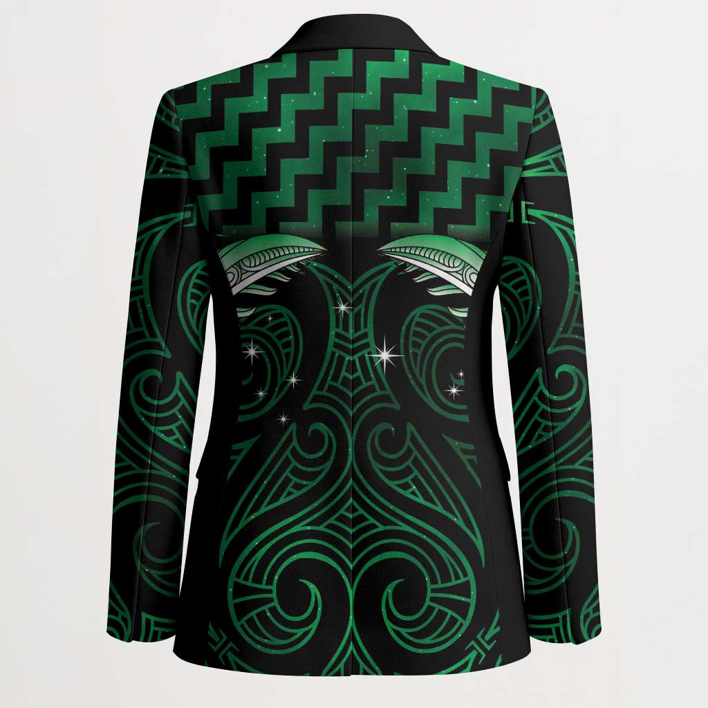 Green Matariki New Zealand Blazer Maori Poutama Galaxy Vibes - Polynesian Pride