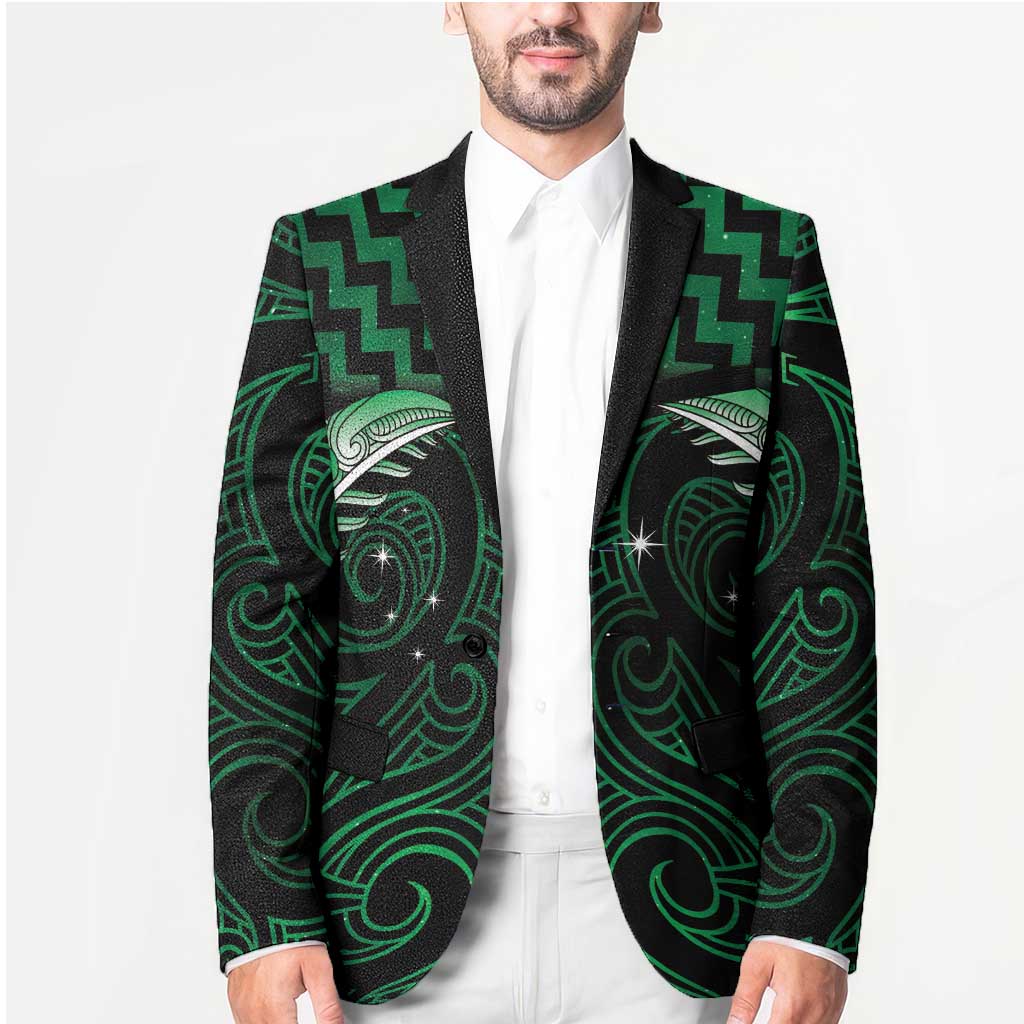 Green Matariki New Zealand Blazer Maori Poutama Galaxy Vibes - Polynesian Pride