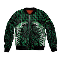 Green Matariki New Zealand Bomber Jacket Maori Poutama Galaxy Vibes