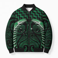 Green Matariki New Zealand Bomber Puffer Jacket Maori Poutama Galaxy Vibes - Polynesian Pride