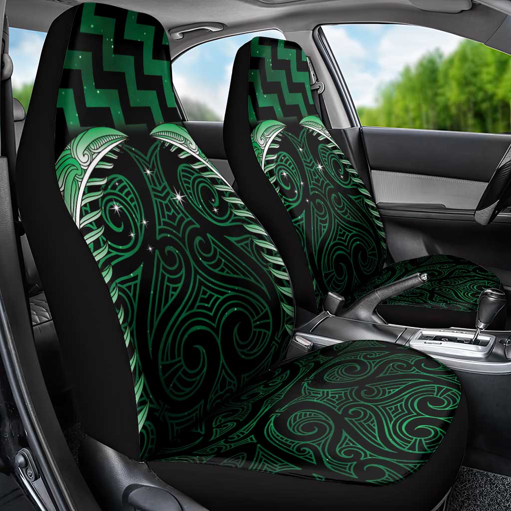 Green Matariki New Zealand Car Seat Cover Maori Poutama Galaxy Vibes