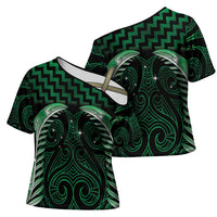 Green Matariki New Zealand Cross Shoulder Shirt Maori Poutama Galaxy Vibes - Polynesian Pride