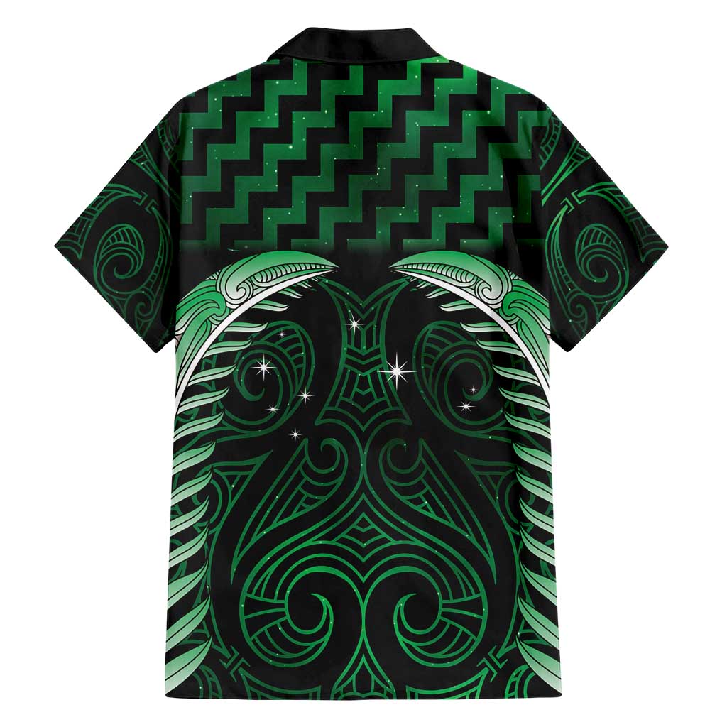 Green Matariki New Zealand Hawaiian Shirt Maori Poutama Galaxy Vibes