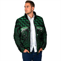 Green Matariki New Zealand Padded Jacket Maori Poutama Galaxy Vibes - Polynesian Pride