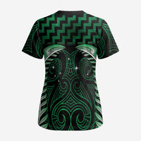 Green Matariki New Zealand Scrub Top Maori Poutama Galaxy Vibes - Polynesian Pride