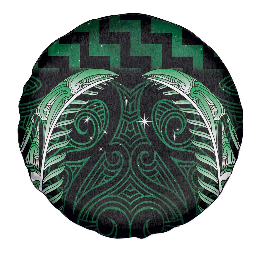 Green Matariki New Zealand Spare Tire Cover Maori Poutama Galaxy Vibes