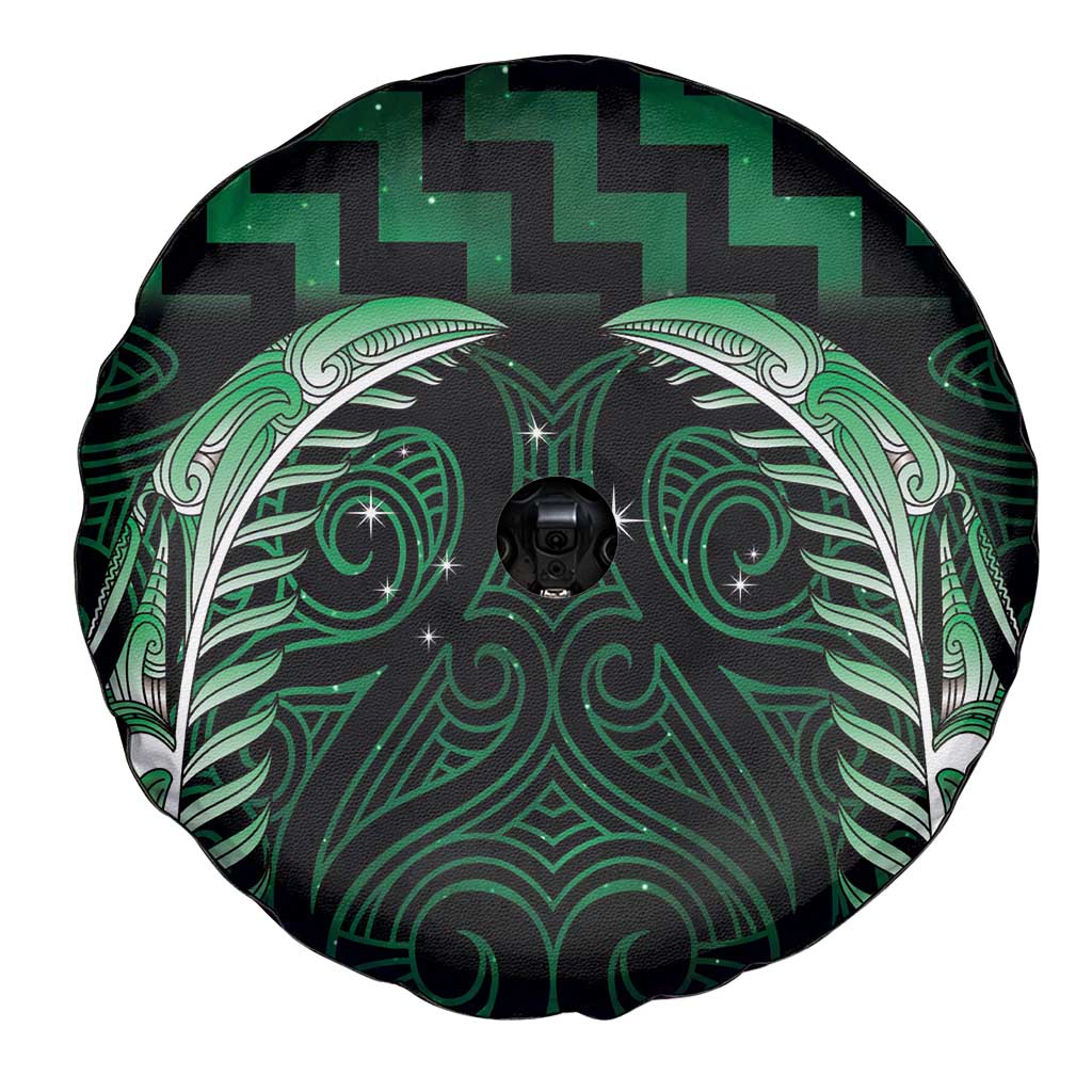 Green Matariki New Zealand Spare Tire Cover Maori Poutama Galaxy Vibes