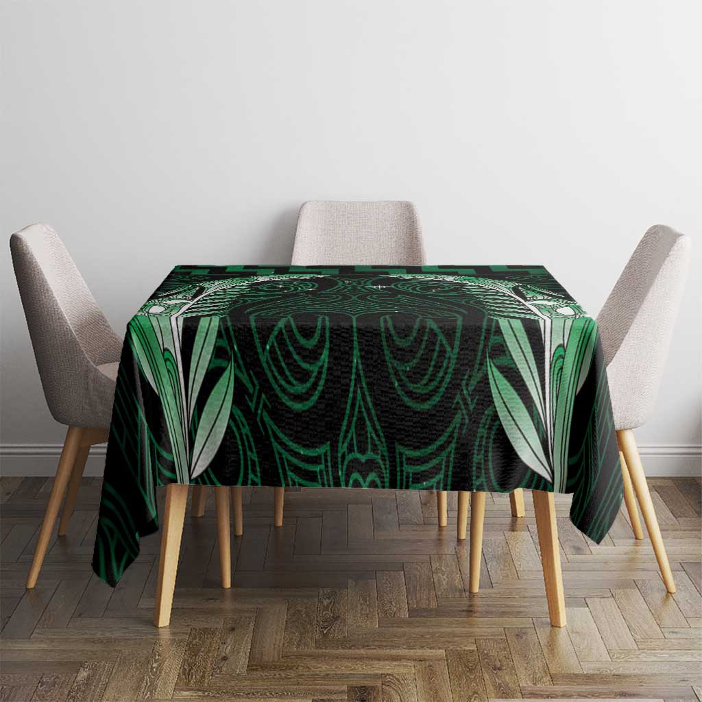 Green Matariki New Zealand Tablecloth Maori Poutama Galaxy Vibes