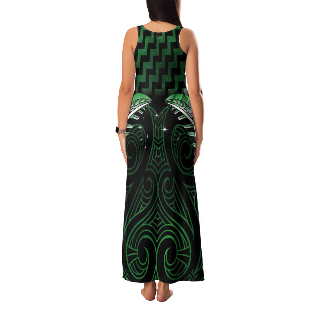 Green Matariki New Zealand Tank Maxi Dress Maori Poutama Galaxy Vibes