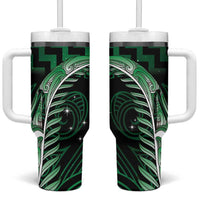 Green Matariki New Zealand Tumbler With Handle Maori Poutama Galaxy Vibes