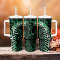 Green Matariki New Zealand Tumbler With Handle Maori Poutama Galaxy Vibes