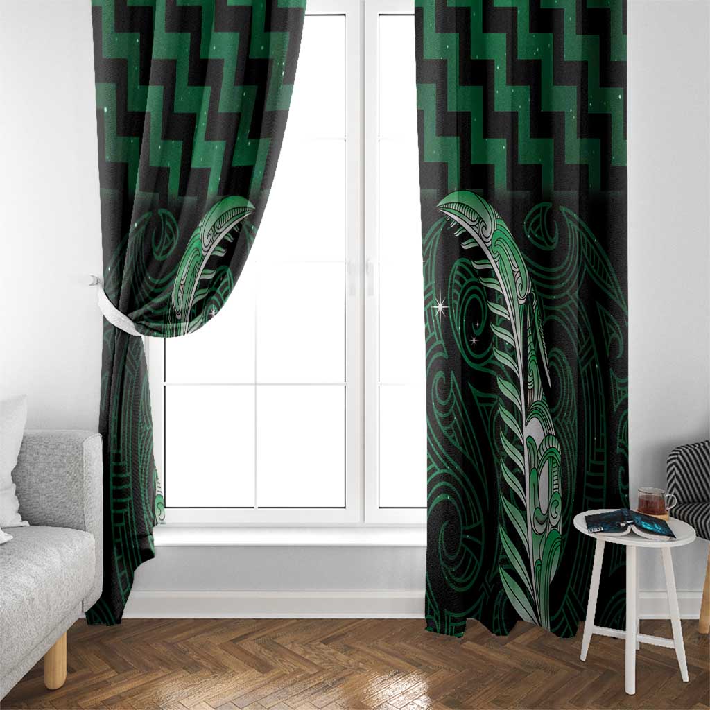 Green Matariki New Zealand Window Curtain Maori Poutama Galaxy Vibes