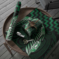 Green Matariki New Zealand Wrapping Paper Maori Poutama Galaxy Vibes - Polynesian Pride