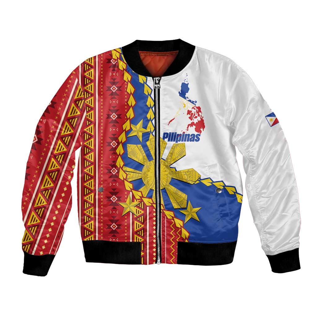 Philippines Independence Day Bomber Jacket Pilipinas Sun Stars Igorot Pattern
