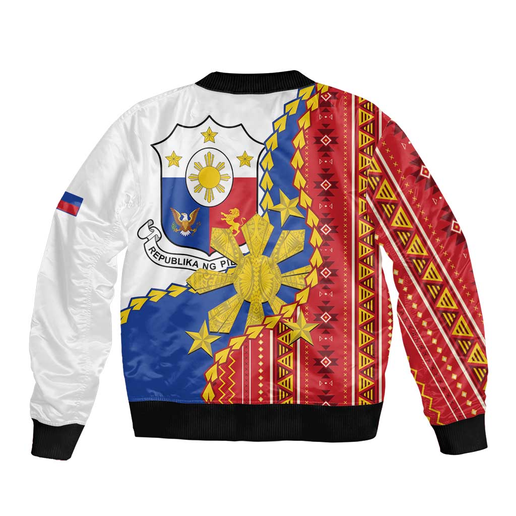 Philippines Independence Day Bomber Jacket Pilipinas Sun Stars Igorot Pattern