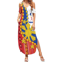 Philippines Independence Day Family Matching Summer Maxi Dress and Hawaiian Shirt Pilipinas Sun Stars Igorot Pattern