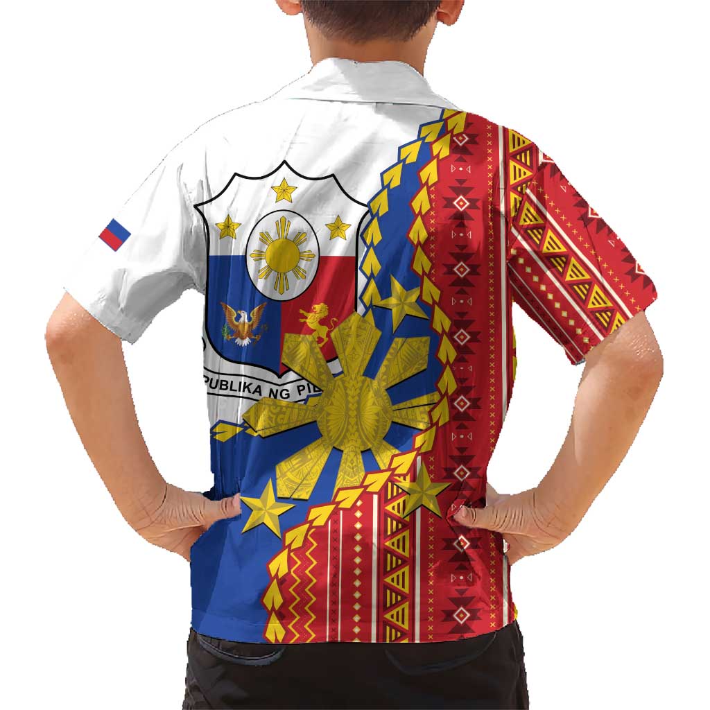 Philippines Independence Day Kid Hawaiian Shirt Pilipinas Sun Stars Igorot Pattern