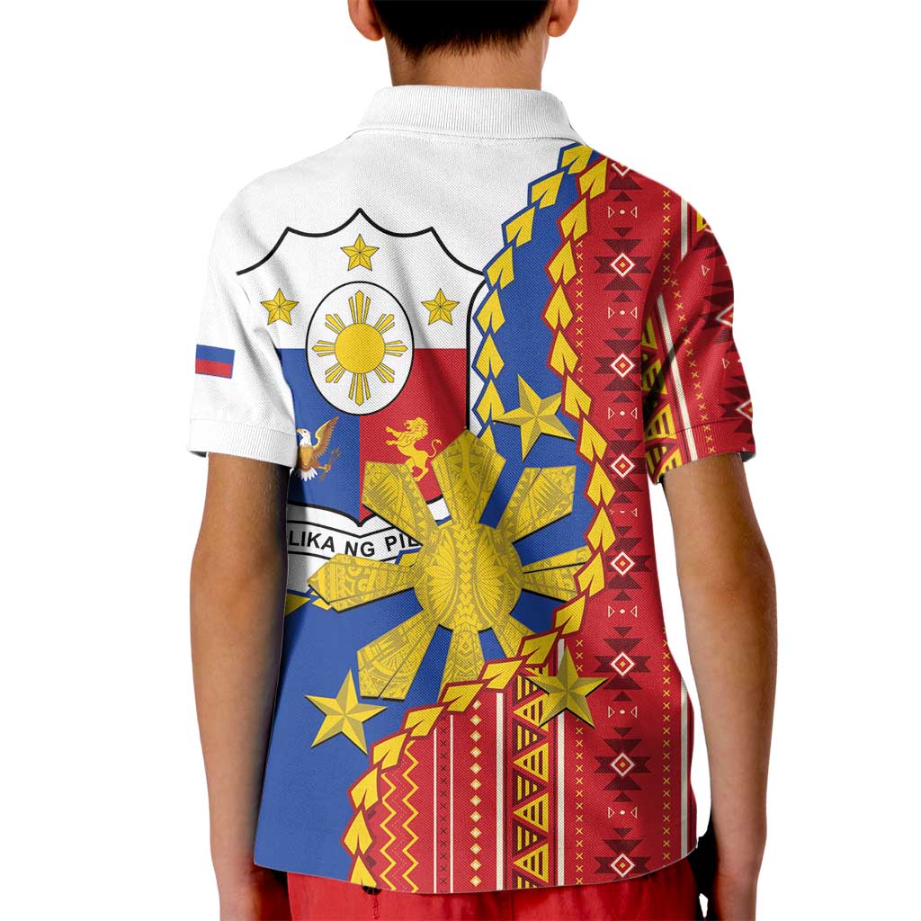 Philippines Independence Day Kid Polo Shirt Pilipinas Sun Stars Igorot Pattern