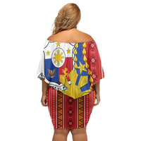 Philippines Independence Day Off Shoulder Short Dress Pilipinas Sun Stars Igorot Pattern