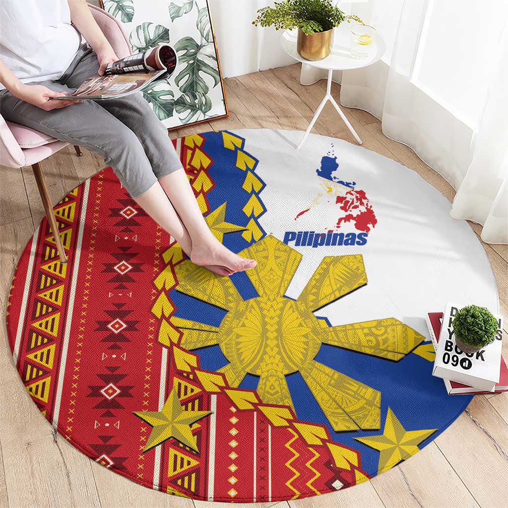 Philippines Independence Day Round Carpet Pilipinas Sun Stars Igorot Pattern