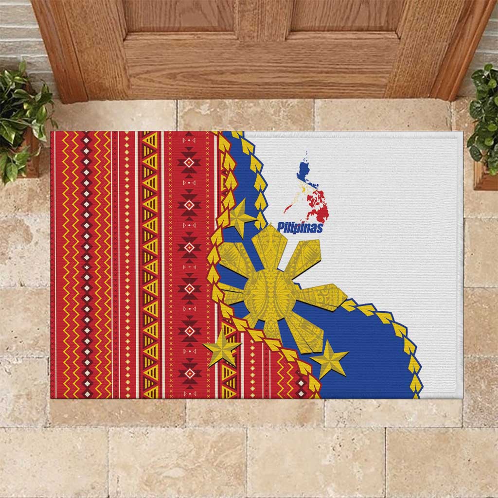 Philippines Independence Day Rubber Doormat Pilipinas Sun Stars Igorot Pattern