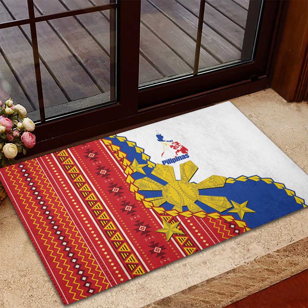 Philippines Independence Day Rubber Doormat Pilipinas Sun Stars Igorot Pattern