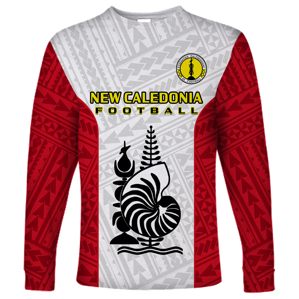 New Caledonia Football Long Sleeve Shirt Polynesian Pattern Sporty Style LT14 Unisex Red - Polynesian Pride