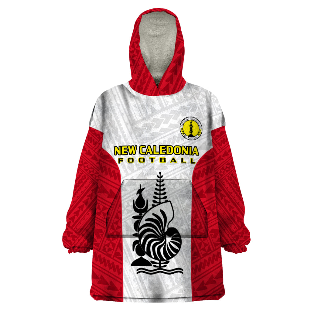 New Caledonia Football Wearable Blanket Hoodie Polynesian Pattern Sporty Style LT14 One Size Red - Polynesian Pride