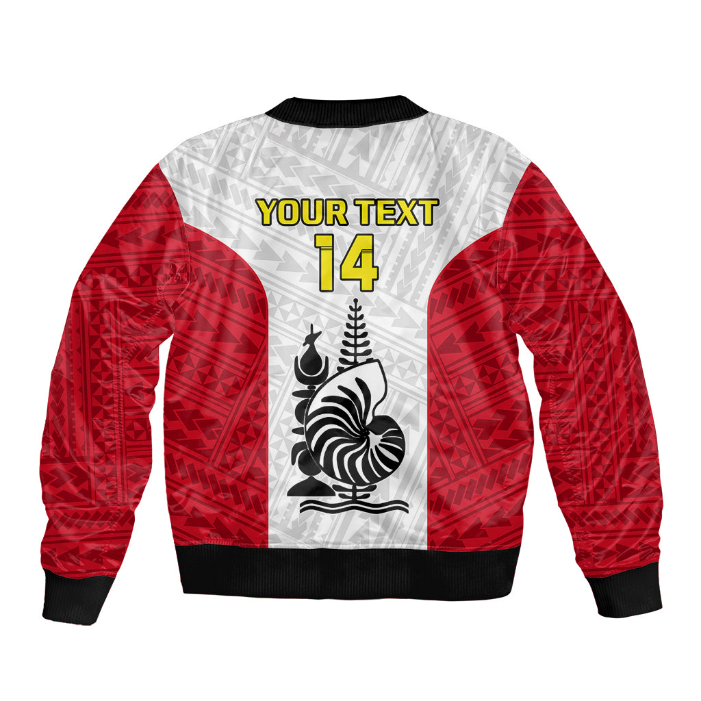 Personalised New Caledonia Football Bomber Jacket Polynesian Pattern Sporty Style LT14 - Polynesian Pride
