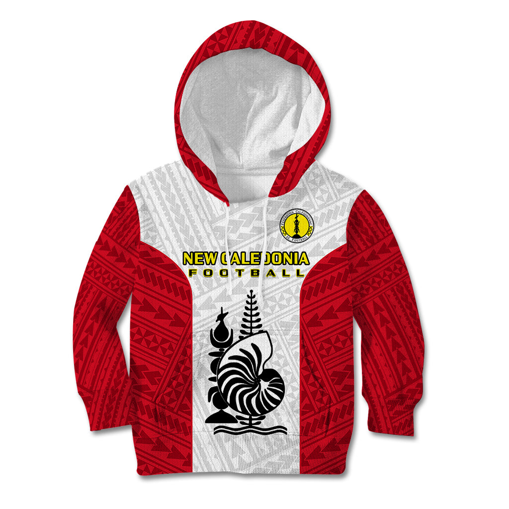 Personalised New Caledonia Football Kid Hoodie Polynesian Pattern Sporty Style LT14 Hoodie Red - Polynesian Pride