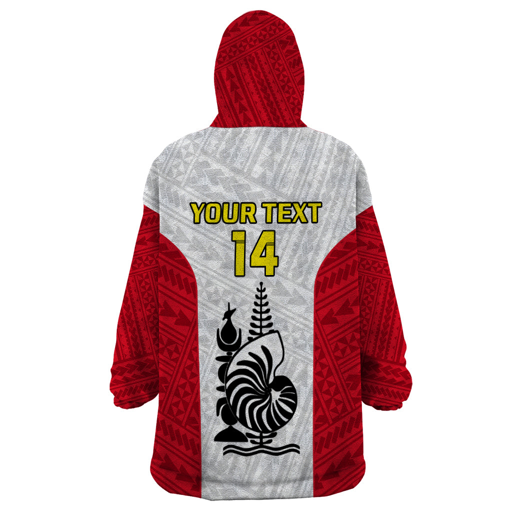 Personalised New Caledonia Football Wearable Blanket Hoodie Polynesian Pattern Sporty Style LT14 - Polynesian Pride
