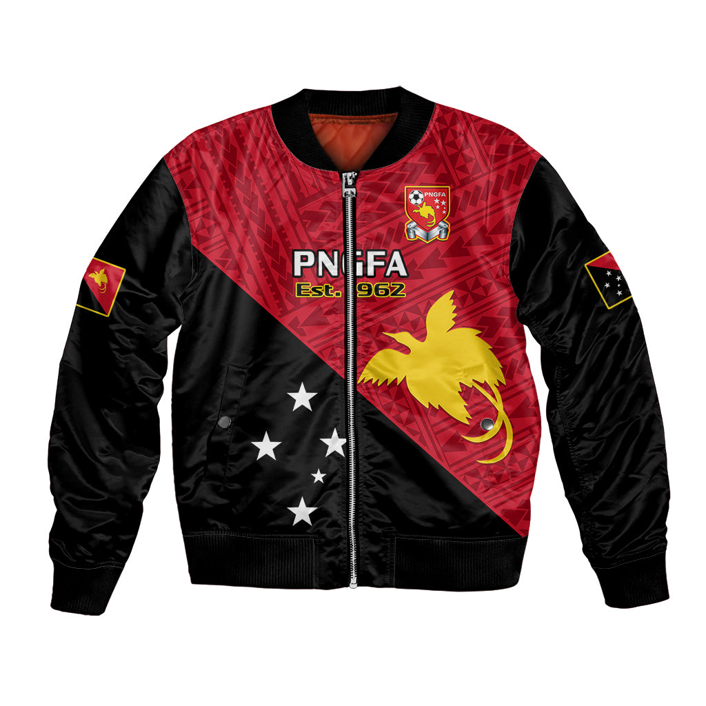 Papua New Guinea Football Bomber Jacket Go PNG Polynesian Pattern Sporty Style LT14 Unisex Red - Polynesian Pride