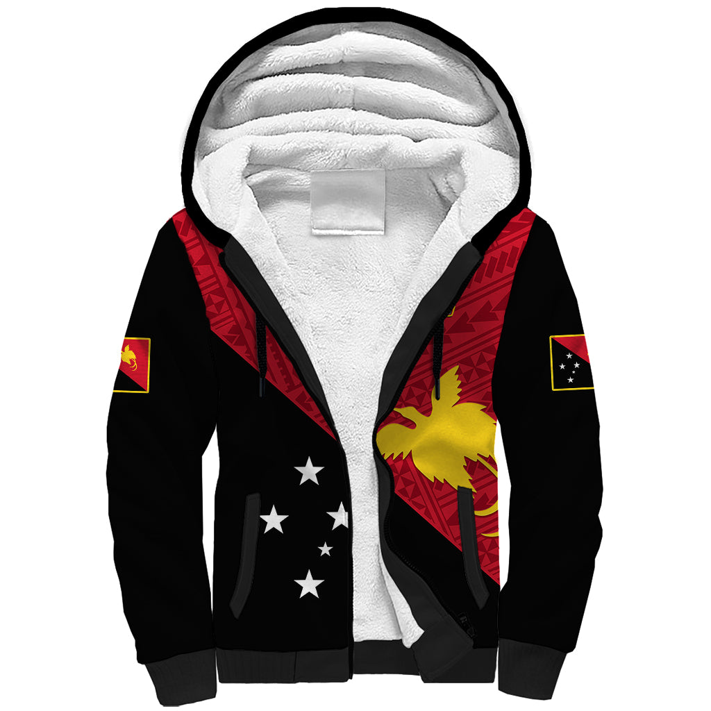 Papua New Guinea Football Sherpa Hoodie Go PNG Polynesian Pattern Sporty Style LT14 Unisex Red - Polynesian Pride