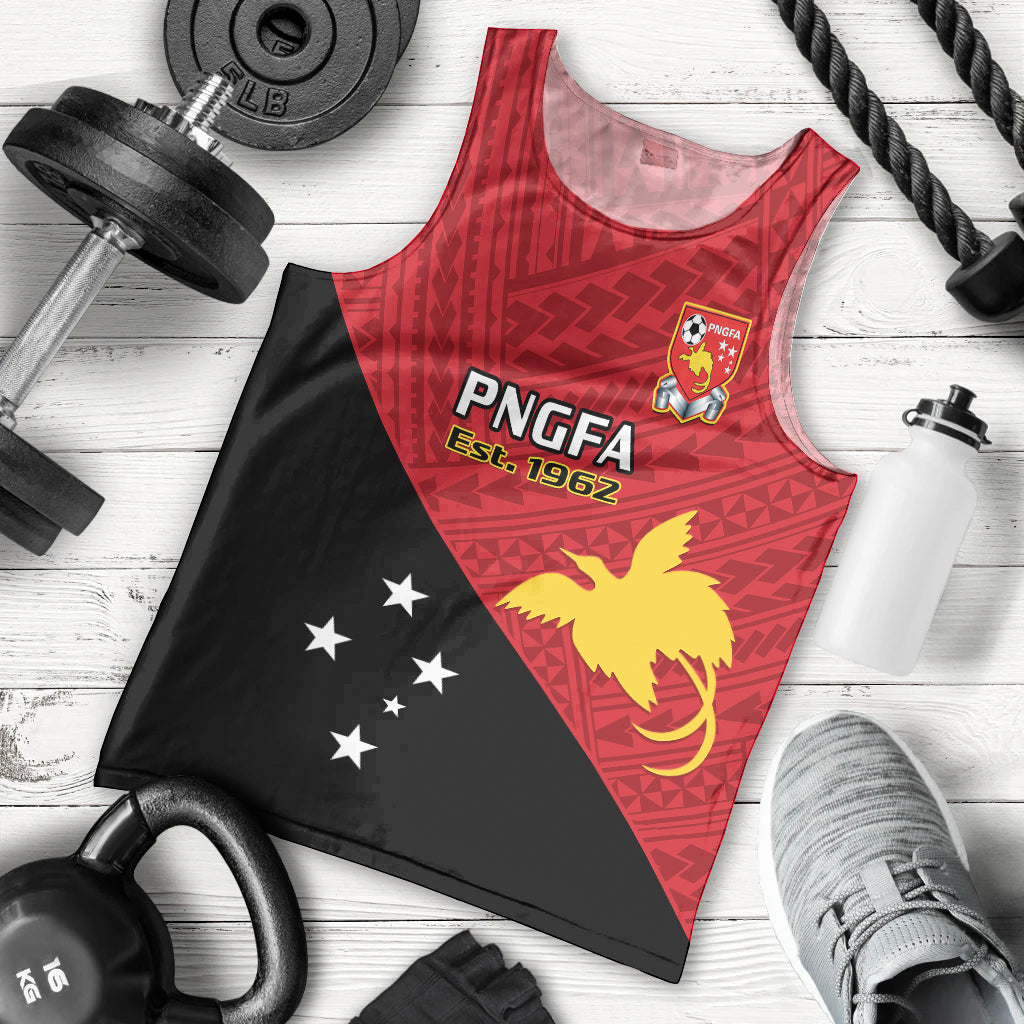 Personalised Papua New Guinea Football Men Tank Top Go PNG Polynesian Pattern Sporty Style LT14 Red - Polynesian Pride