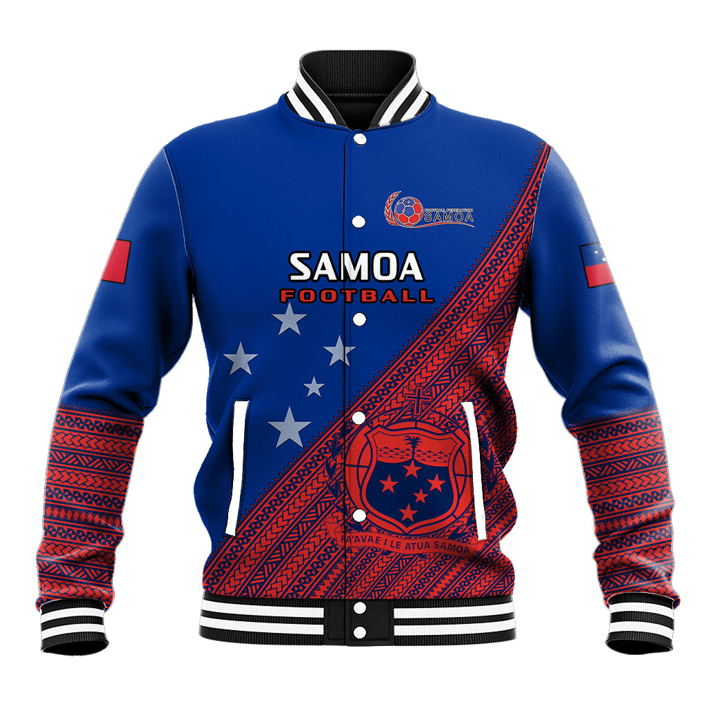 Samoa Football Baseball Jacket Samoan Coat Of Arm Polynesian Sporty Style LT14 Unisex Blue - Polynesian Pride