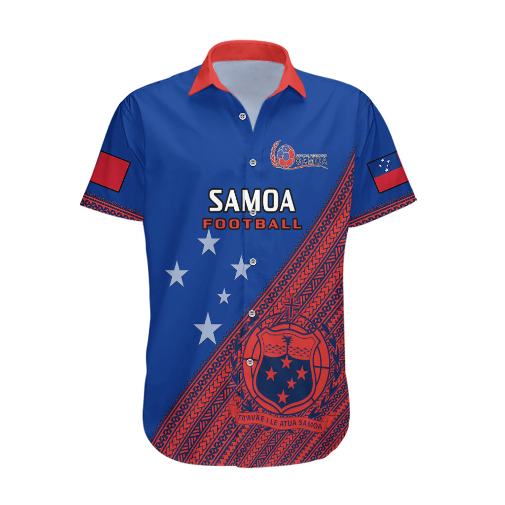 Samoa Football Hawaiian Shirt Samoan Coat Of Arm Polynesian Sporty Style LT14 Blue - Polynesian Pride