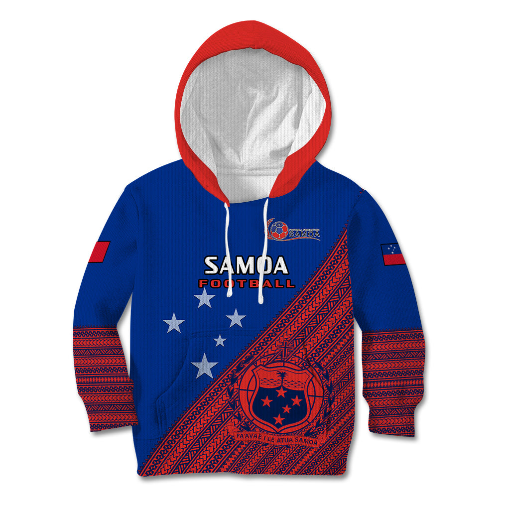 Samoa Football Kid Hoodie Samoan Coat Of Arm Polynesian Sporty Style LT14 Hoodie Blue - Polynesian Pride