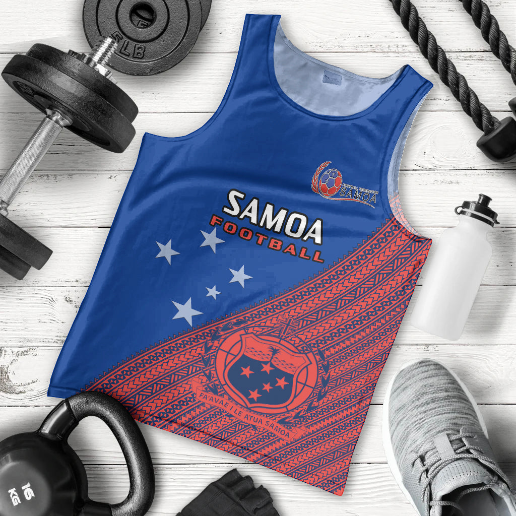 Samoa Football Men Tank Top Samoan Coat Of Arm Polynesian Sporty Style LT14 Blue - Polynesian Pride