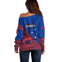 Samoa Football Off Shoulder Sweater Samoan Coat Of Arm Polynesian Sporty Style LT14 - Polynesian Pride