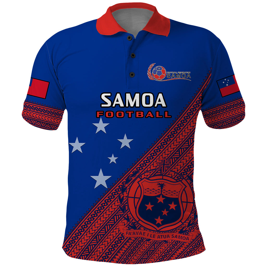 Samoa Football Polo Shirt Samoan Coat Of Arm Polynesian Sporty Style LT14 Blue - Polynesian Pride