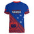 Samoa Football Women V Neck T Shirt Samoan Coat Of Arm Polynesian Sporty Style LT14 - Polynesian Pride