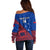 Personalised Samoa Football Off Shoulder Sweater Samoan Coat Of Arm Polynesian Sporty Style LT14 - Polynesian Pride