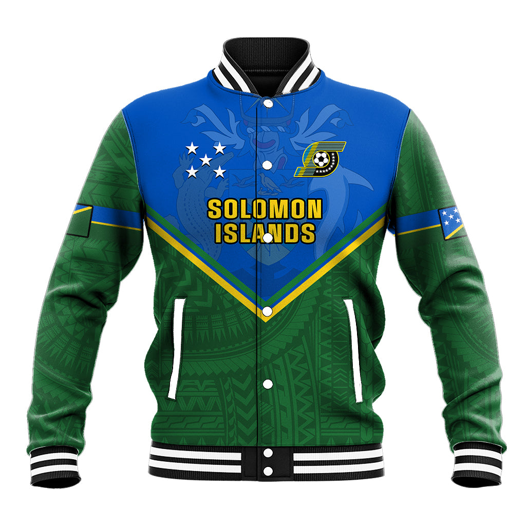 Solomon Islands Football Baseball Jacket Polynesian Pattern Sporty Style LT14 Unisex Green - Polynesian Pride